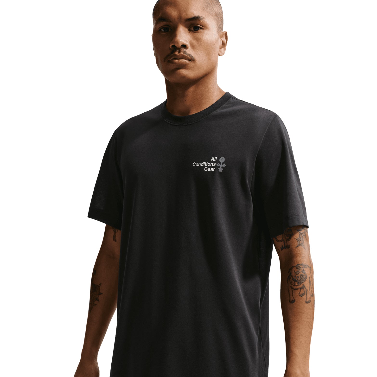 Nike ACG Men's Dri-FIT T-Shirt front view on male model showing relaxed fit and smooth moisture-wicking fabric construction
