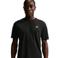 Men's Nike ACG Solar Chase Dri-FIT ADV Trail Running Tee Black Summit White front view on male model showing lightweight cotton-poly blend with Dri-FIT ADV moisture-wicking for outdoor running and hiking