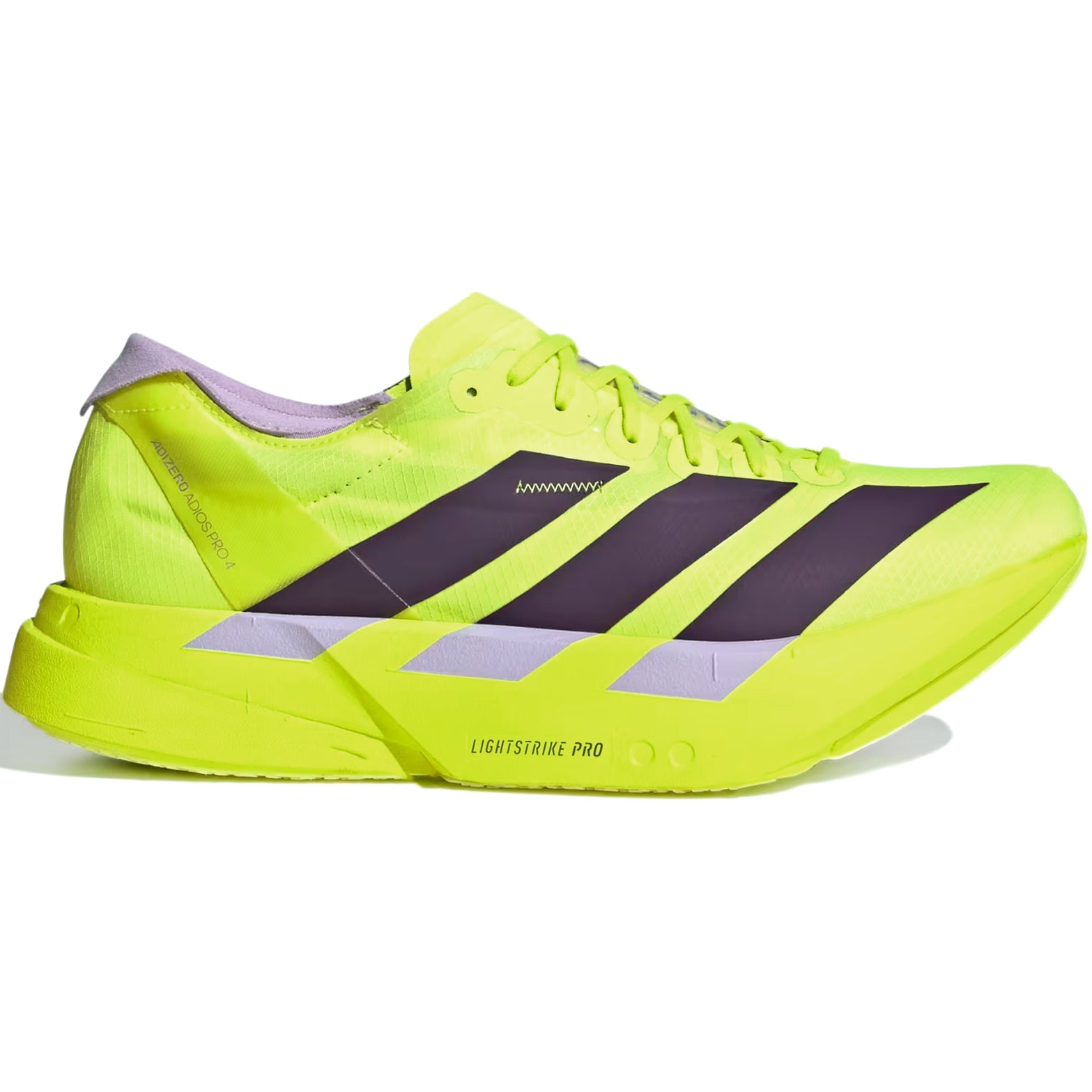 Men's Adizero Adios Pro 4 Running Shoes Solar Yellow / Aurora Plum / Powder Plum - Achilles Heel