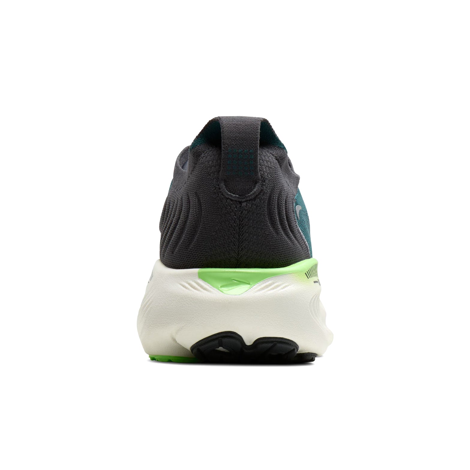 Men's Brooks Adrenaline GTS 25 Running Shoes Dark Green heel view showing extra nitrogen-infused DNA LOFT cushioning and GuideRails support system