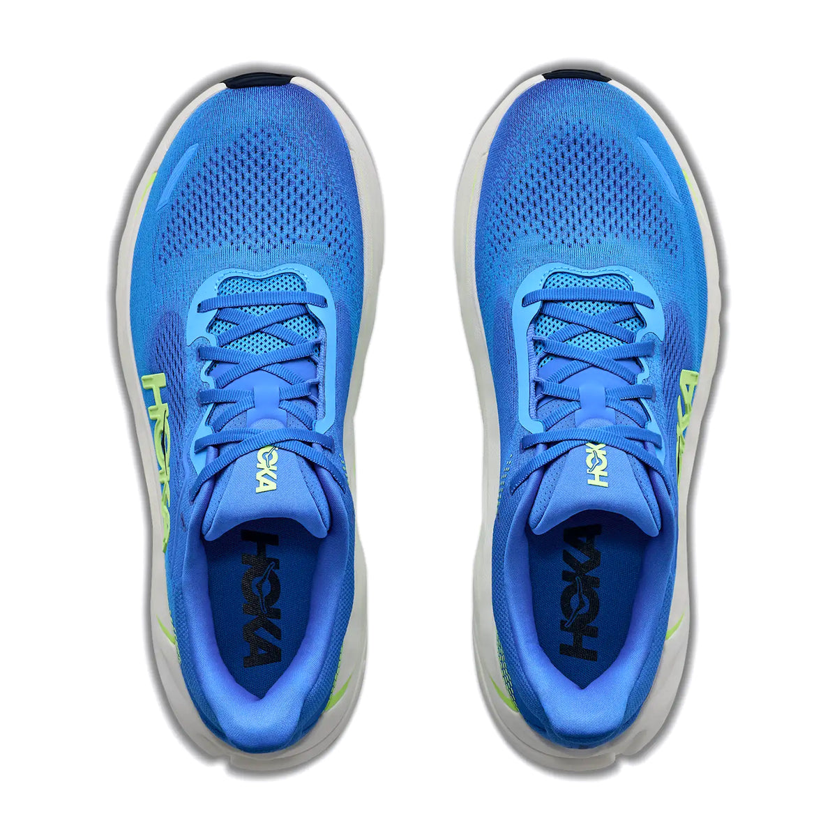 Men's HOKA Arahi 9 Running Shoes Virtual Blue Soft Cobalt top view showing engineered mesh upper with tighter medial support, haptic prints and 3D silicone touchpoints for stability running
