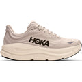 Men's HOKA Bondi 9 Running Shoes River Rock Grey Alabaster outer side view showing super critically foamed EVA midsole with increased stack height and smooth MetaRocker geometry for maximum cushioned daily running