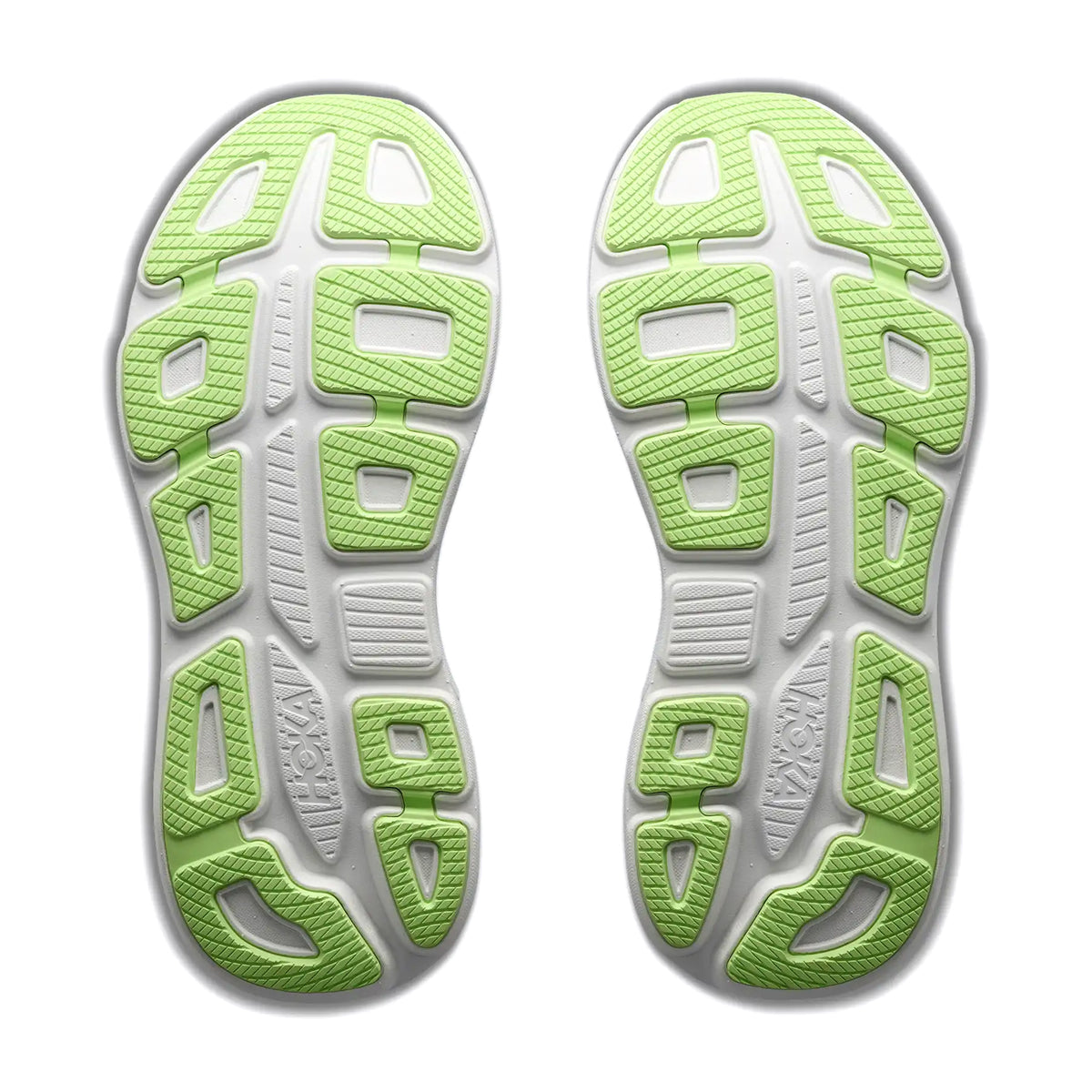 Men's HOKA Bondi 9 Wide Fit Running Shoes Virtual Blue Soft Cobalt sole view displaying Durabrasion rubber outsole with MetaRocker geometry and wide fit platform for effortless transitions during road running