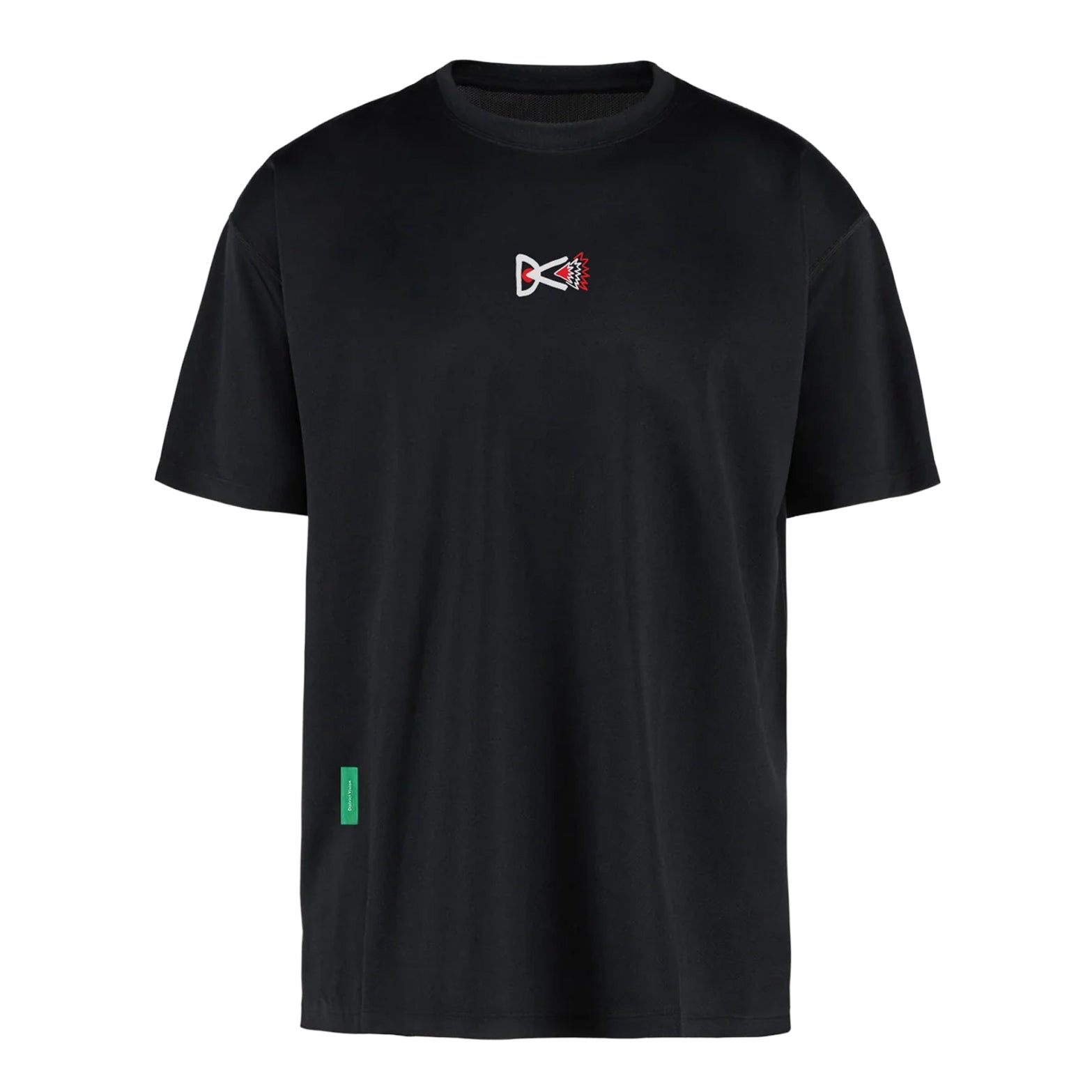 District Vision Men's Boxy Training Tee Black front product view showing 139g breathable stretch fabric with relaxed boxy fit for athletic pursuits