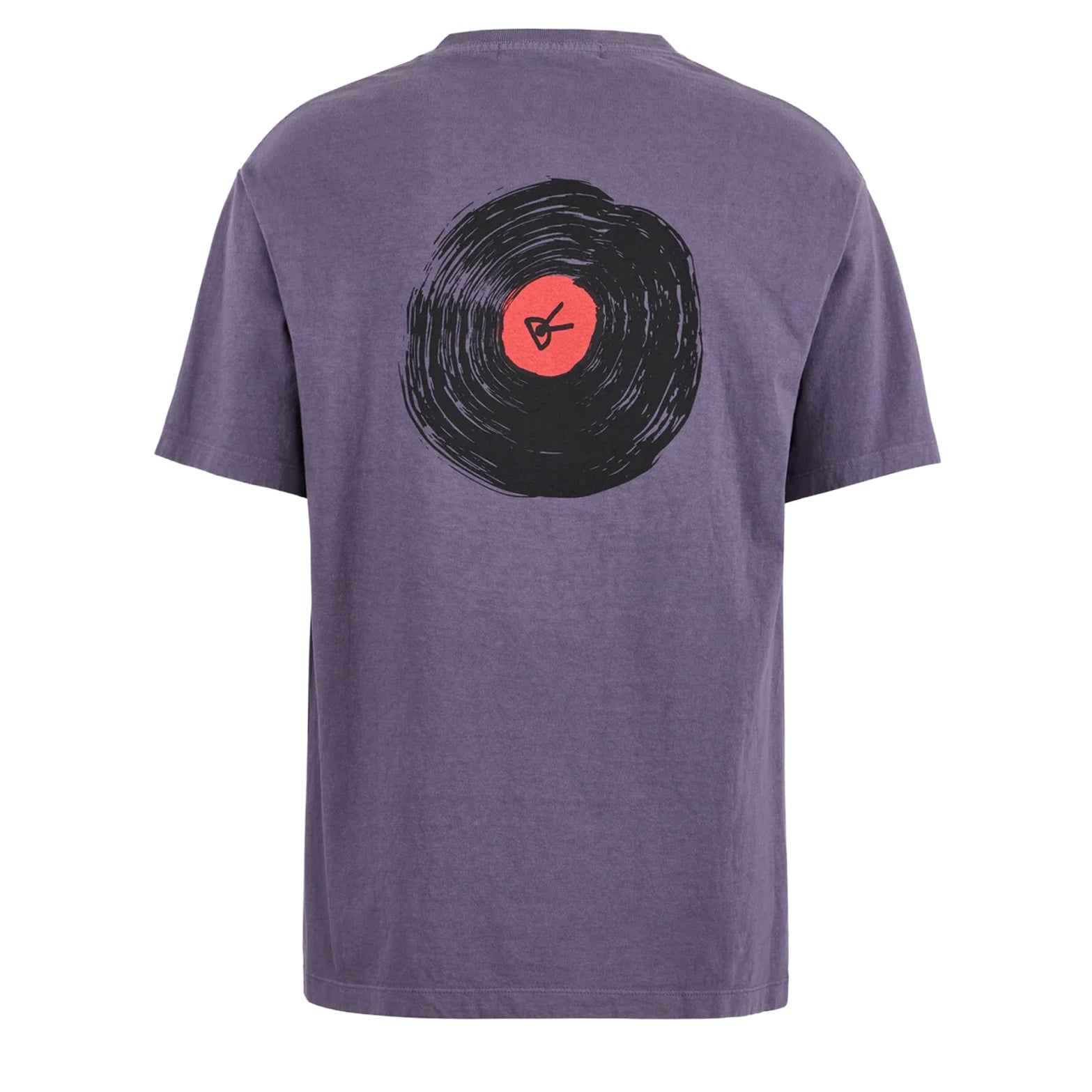 District Vision California Cotton Tee men's in Track Club Vintage Plum — back product shot showing relaxed fit silhouette and vintage plum pigment dye stone wash heavyweight cotton construction