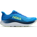 Men's HOKA Clifton 11 Running Shoes Virtual Blue Soft Cobalt outer side view showing compression moulded EVA foam with smooth MetaRocker geometry for effortless daily road running