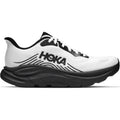 Men's HOKA Clifton 11 Running Shoes White Black outer side view showing compression moulded EVA foam with smooth MetaRocker geometry for effortless daily road running
