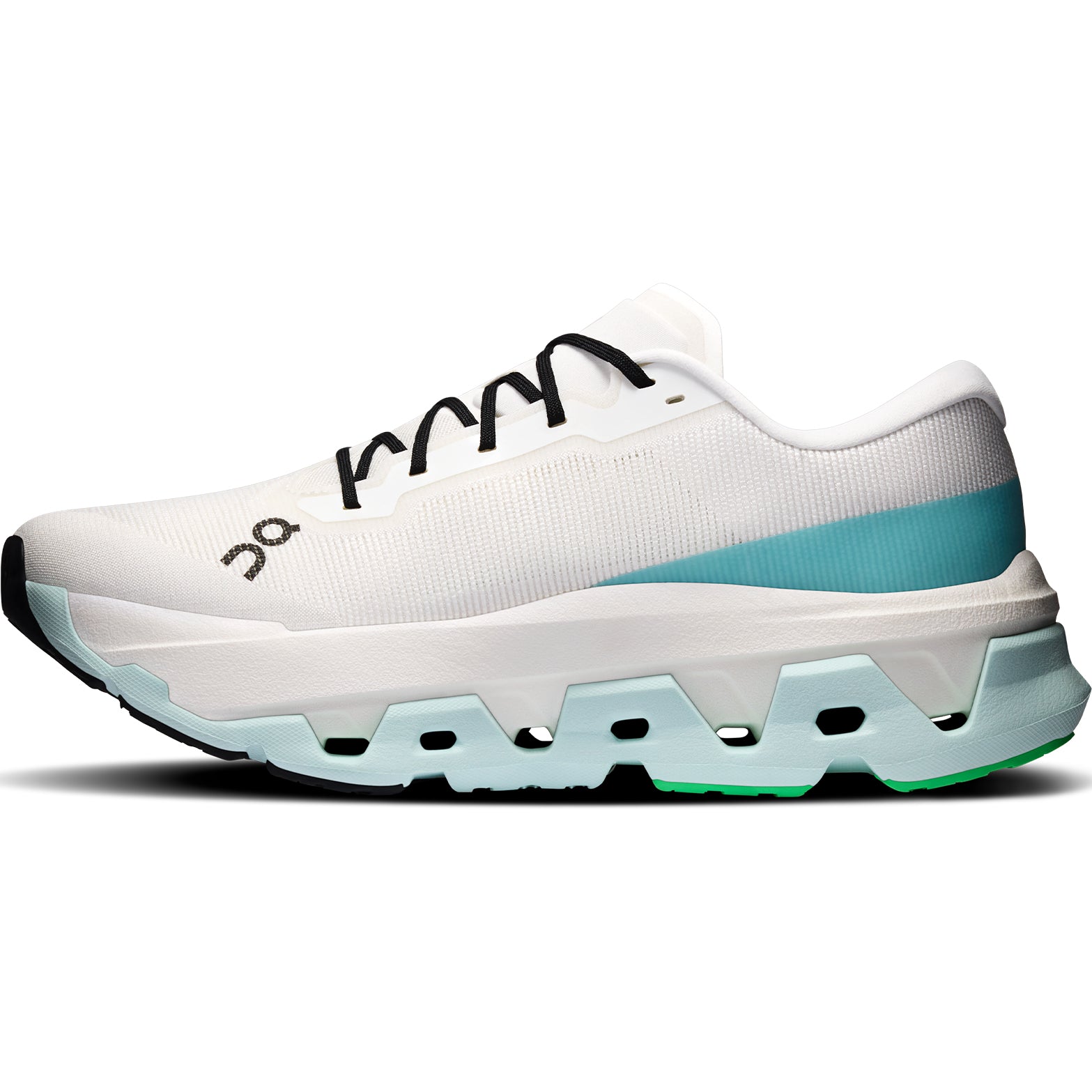 Men's On Cloudmonster 3 Hyper Running Shoes Ivory Flurry inner side view showing CloudTec cushioning system with Helion foam construction for responsive multi-hour comfort