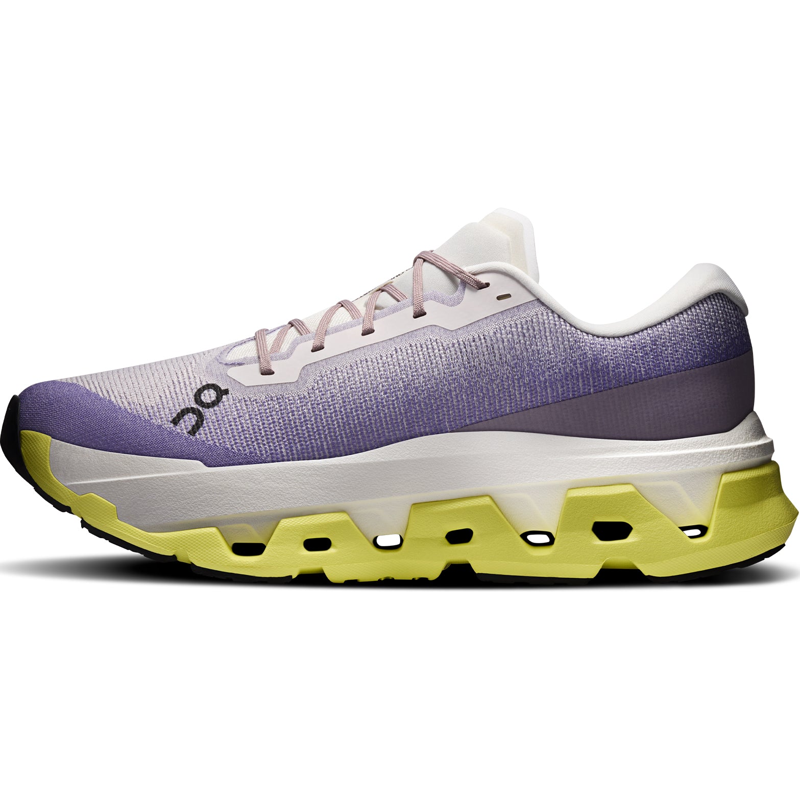 Men's On Cloudmonster 3 Hyper Running Shoes Lily Limelight inner side view showing plateless CloudTec cushioning system and Helion HF hyper foam construction