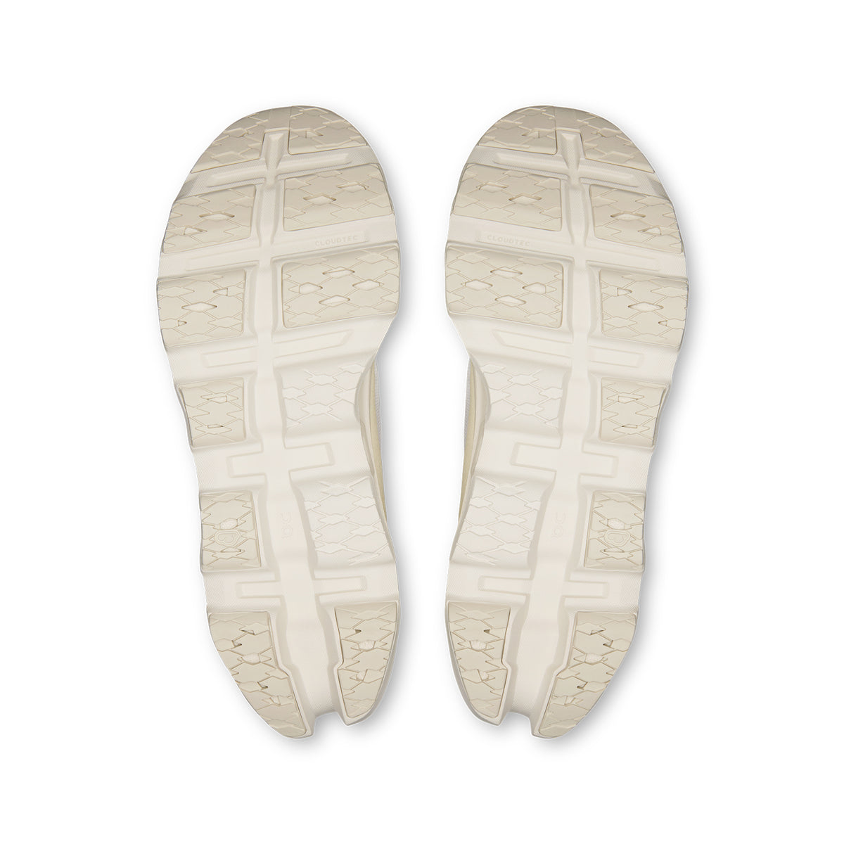 Men's On Cloudmonster 3 LN1 Running Shoes Ivory Ray sole view displaying triple-layer CloudTec cushioning system with compressed rubber outsole for maximum road traction