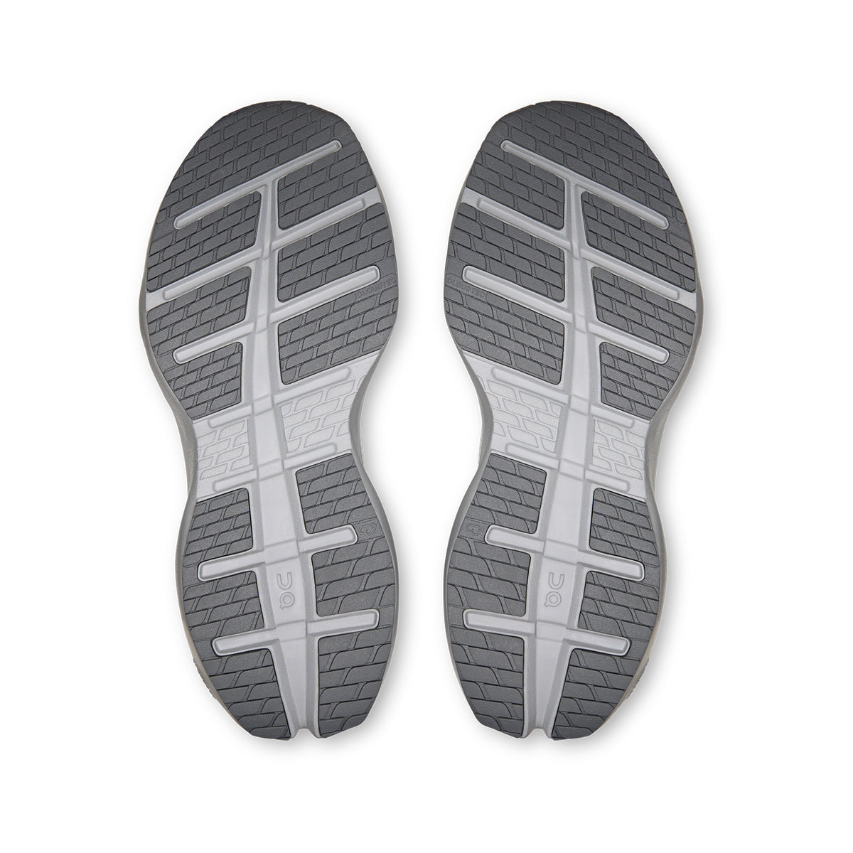Men's On Cloudrunner 3 Max Running Shoes Frost Rock sole view displaying enhanced rubber outsole with wide base and stability-engineered CloudTec geometry for traction and lateral support