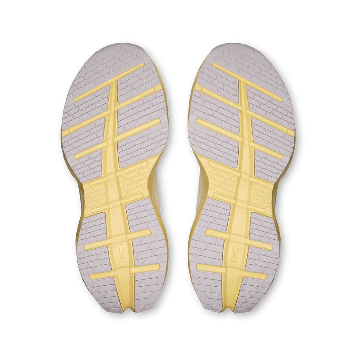 Men's On Cloudrunner 3 Max Running Shoes Ivory Dijon sole view displaying enhanced rubber outsole with wide base and stability-engineered CloudTec geometry for traction and lateral support