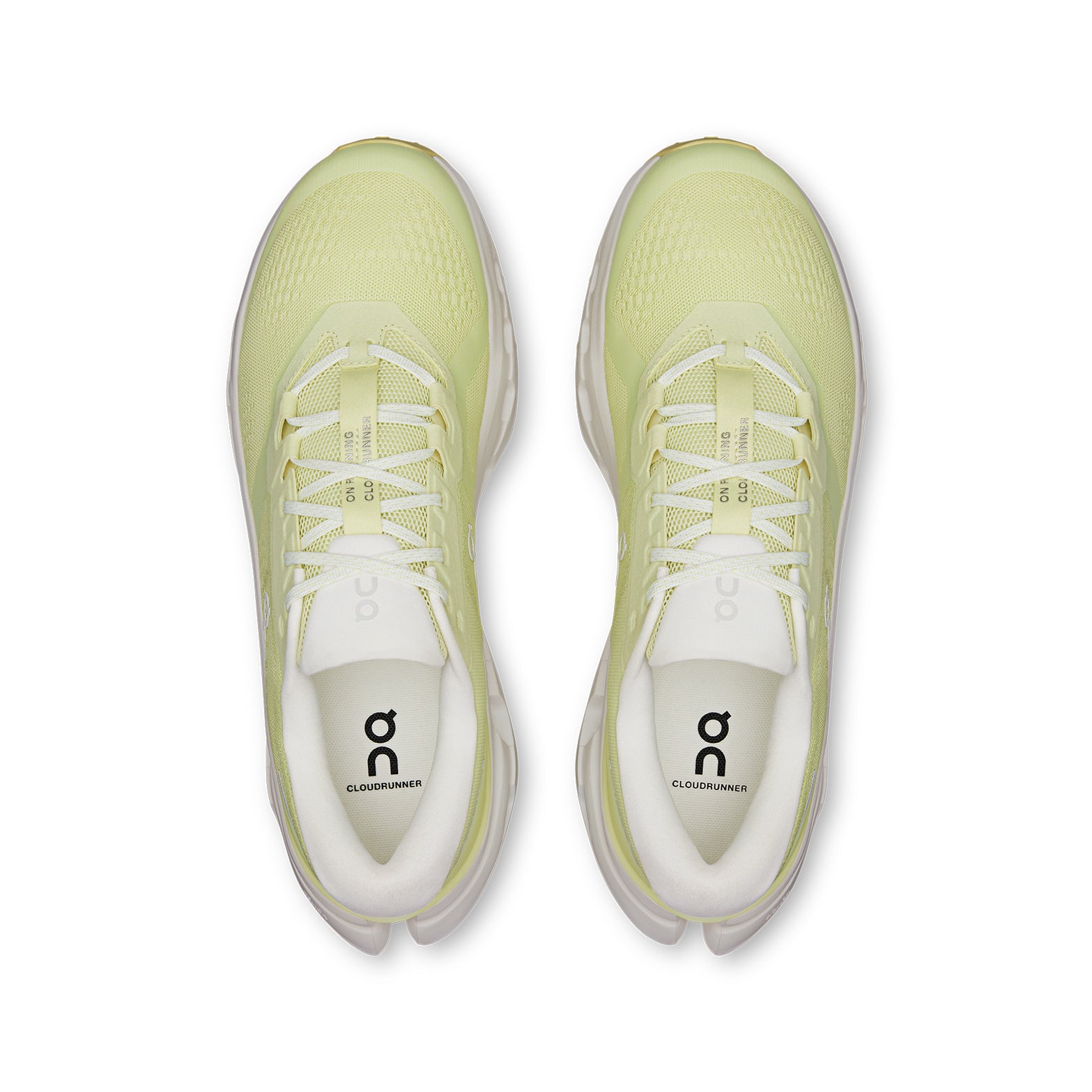 Men's On Cloudrunner 3 Running Shoes Green Beige top view showing engineered mesh upper with breathable construction for everyday training
