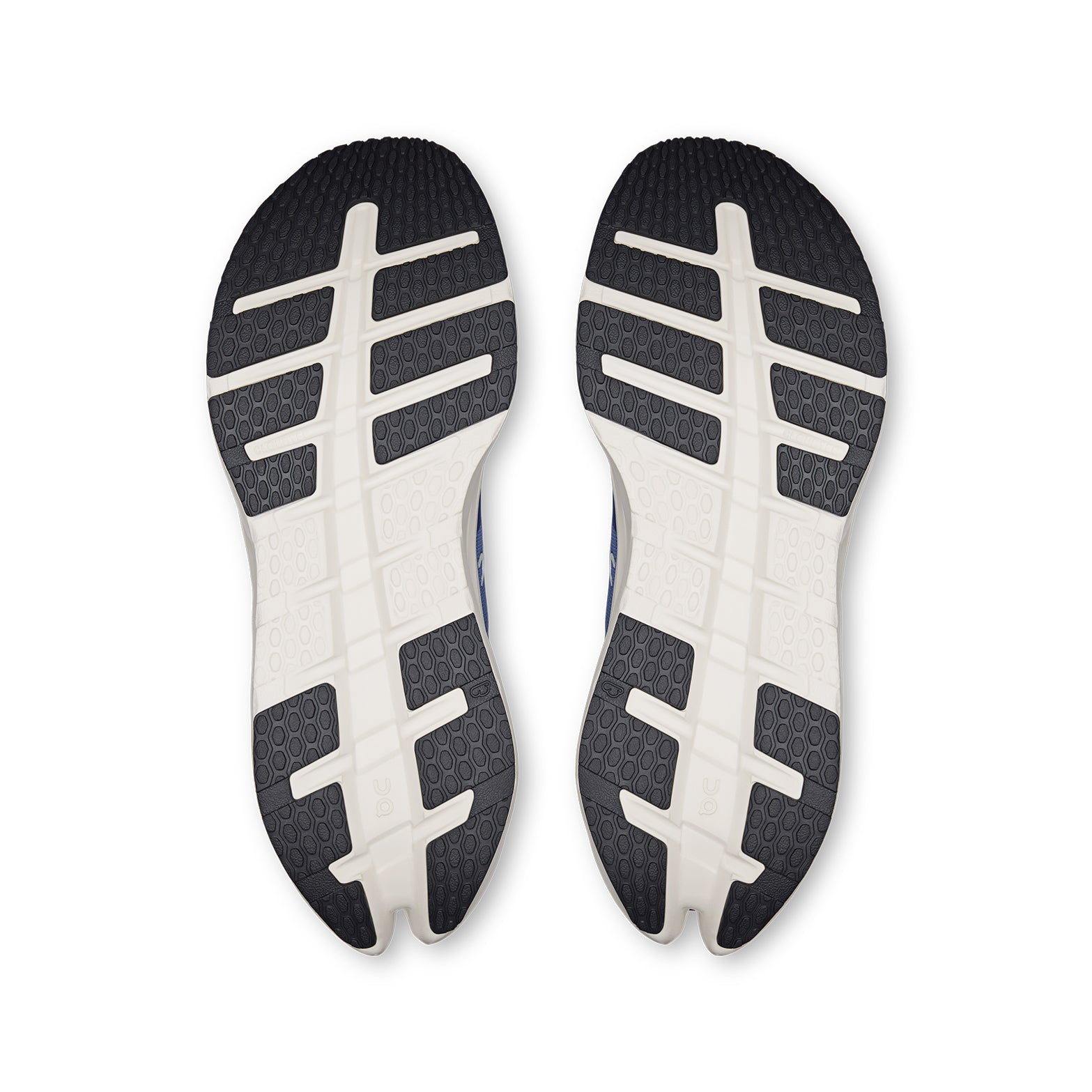 On Cloudrunner 3 men's running shoe in Sailor / Ivory — outsole view showing durable rubber tread pattern and ivory CloudTec® Helion™ foam midsole stack with wide base platform