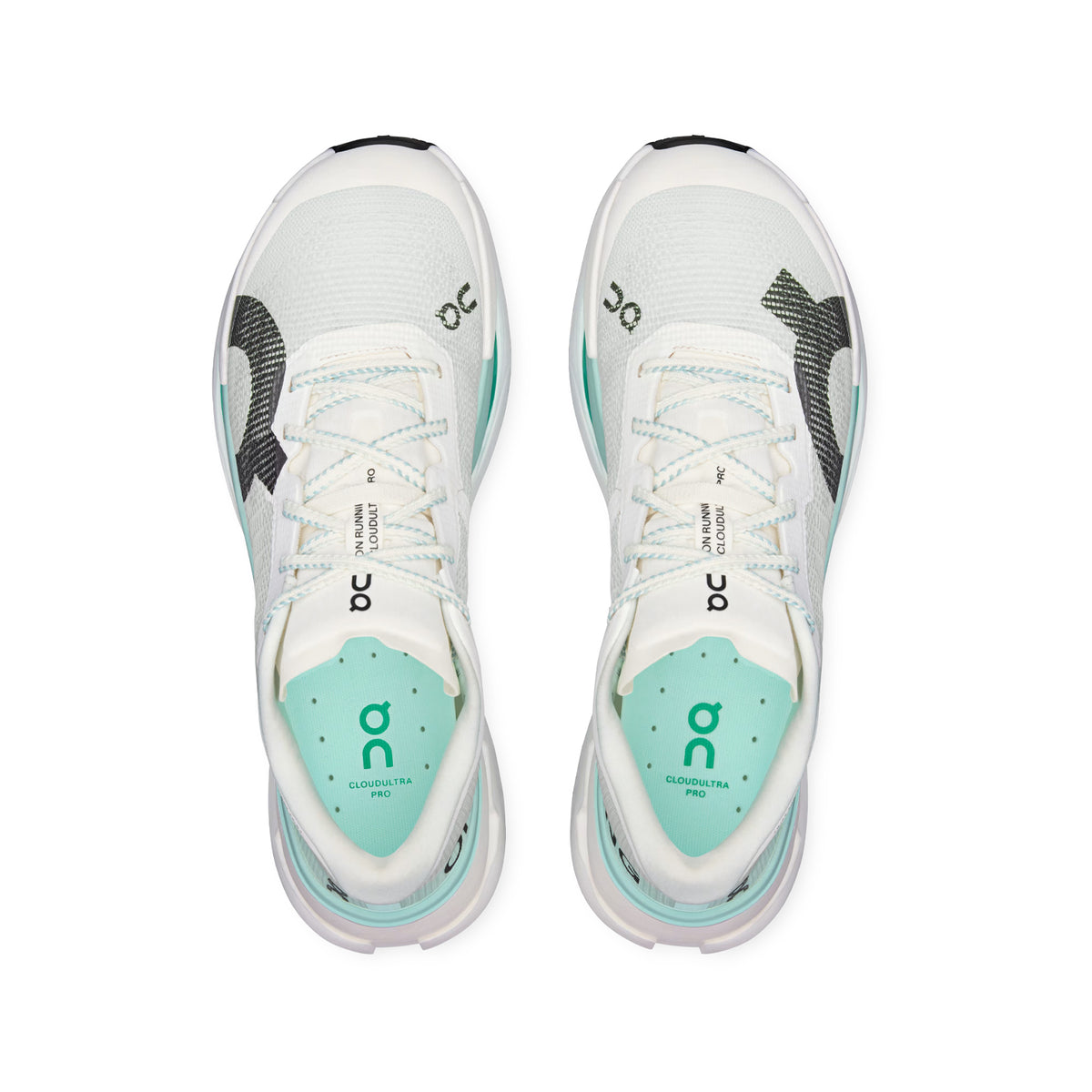 Men's On Cloudultra Pro Trail Running Shoes Ivory Celeste top view showing quick-dry breathable zoned Leno weave upper with supportive construction for varied ultra-trail conditions