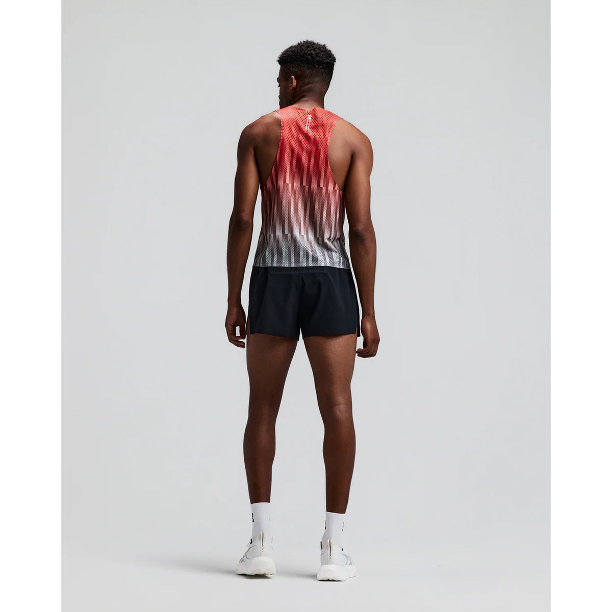 Men's Bandit CoolGrid 3 Inch Split Shorts Black back full body view on male runner showing split design with reflective centre back branding and CoolGrid breathable construction