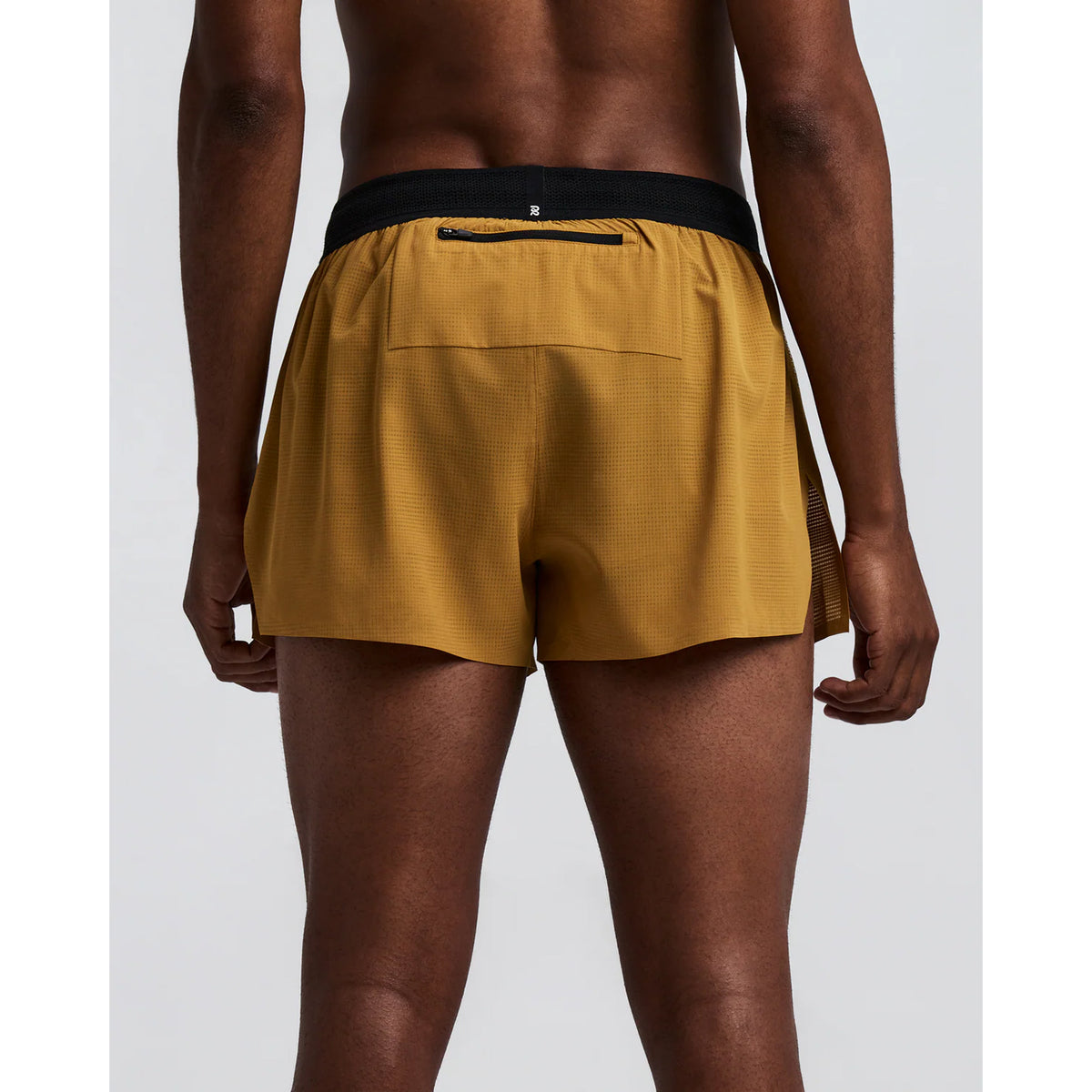Men's Bandit CoolGrid 3 Inch Split Shorts Copal back view on male runner showing reflective branding at centre back with CoolGrid breathable construction