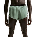 Men's Nike Dri-FIT AeroSwift ADV 2 Inch Running Shorts Steam Black front view on male runner showing 2-inch racing inseam with lightweight woven fabric and Dri-FIT ADV moisture-wicking technology