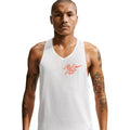 Nike AeroSwift men's Dri-FIT ADV running singlet in Summit White — front product shot showing summit white lightweight smooth fabric with open-hole data-driven ventilation placement and streamlined racing fit