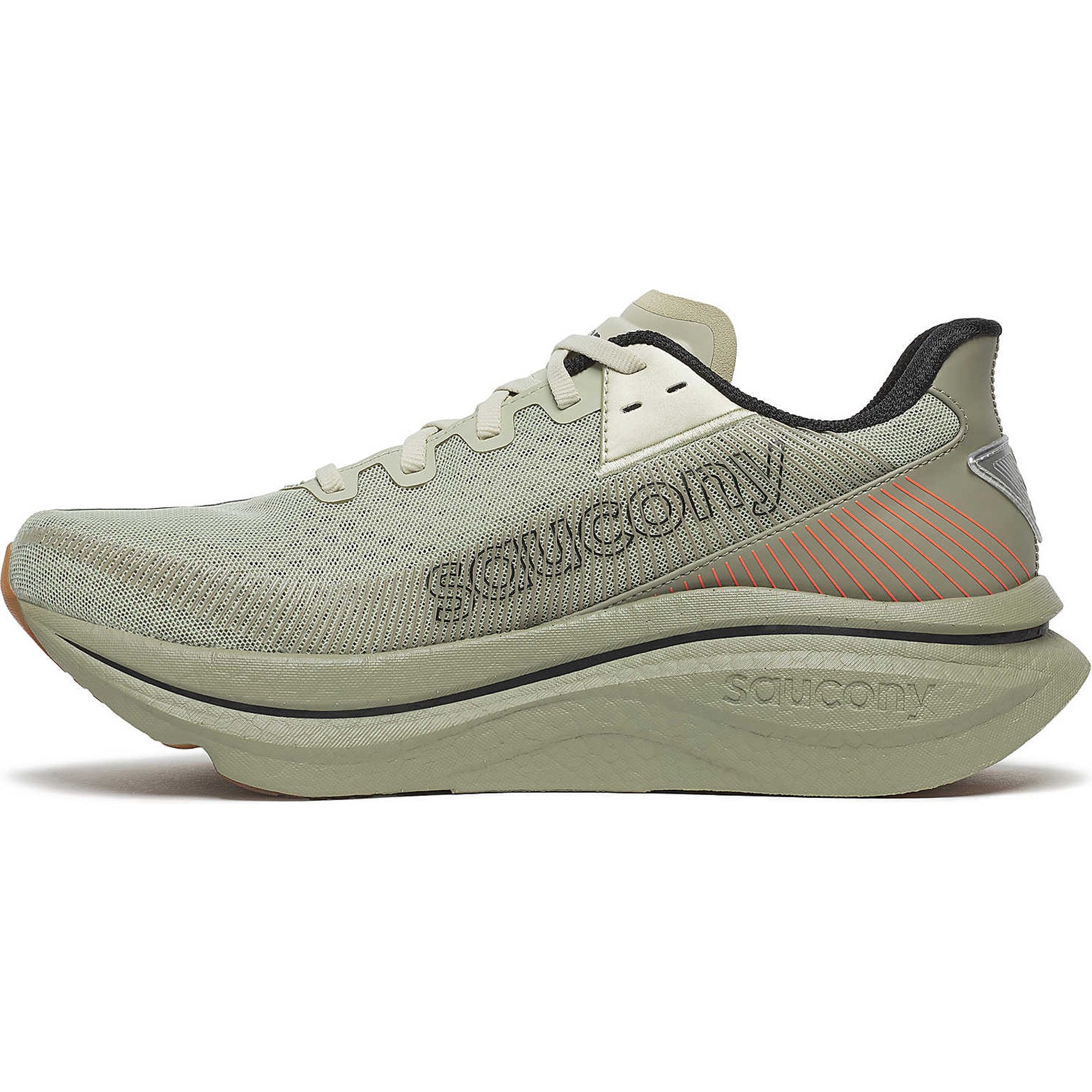 Men's Saucony Endorphin Azura Running Shoes Sage Laurel inner side view showing 40mm PWRRUN PB cushioning stack and padded heel collar