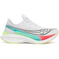 Men's Saucony Endorphin Pro 5 Running Shoes White Multi outer side view showing dual-layer PWRRUN foam with Super Critical PWRRUN HG and slotted carbon fibre plate for elite race day performance
