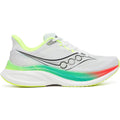 Men's Saucony Endorphin Speed 5 Running Shoes White Multi outer side view showing full-length semi-rigid nylon plate with responsive PWRRUN PB foam cushioning for tempo running