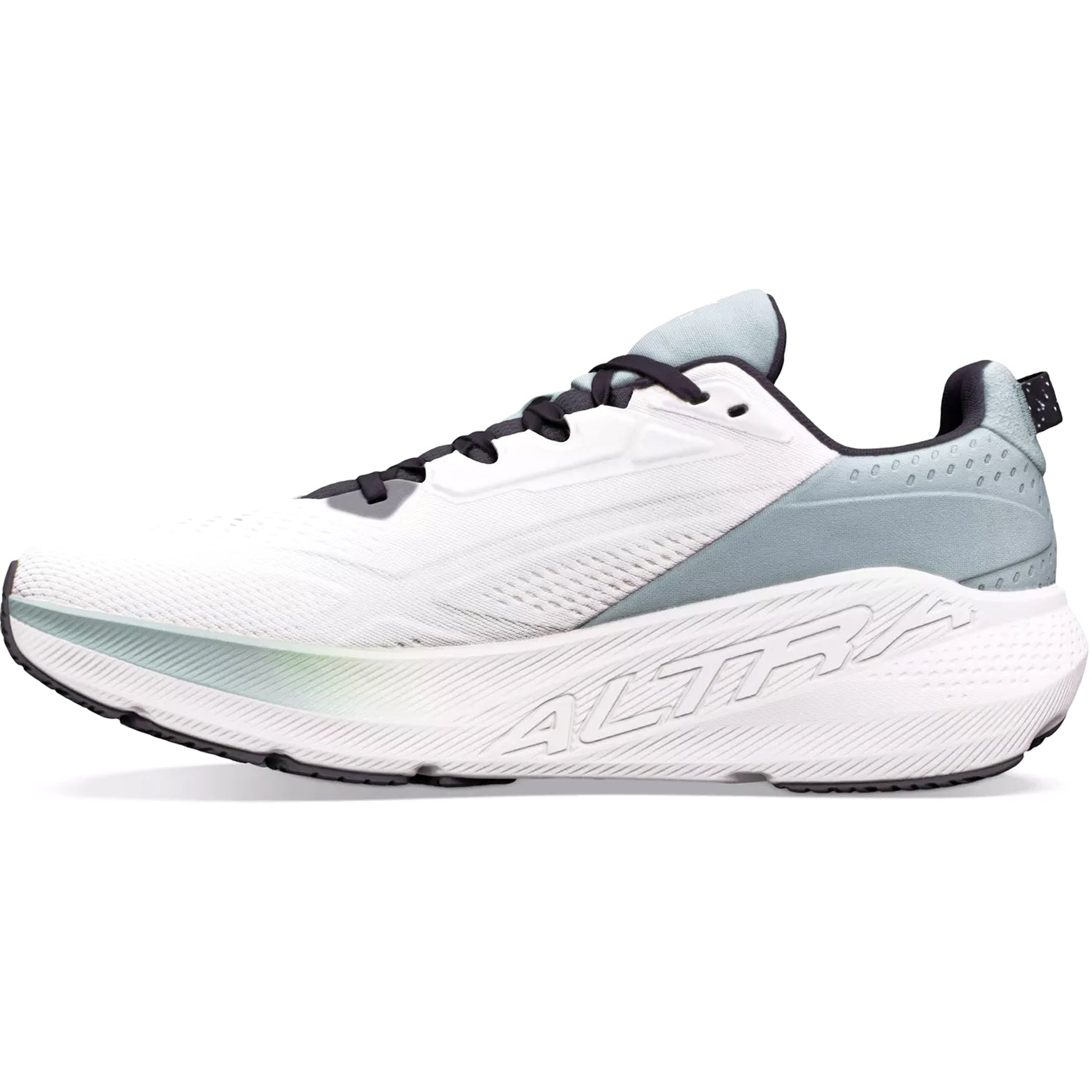 Men's Altra FWD VIA 2 Running Shoes Vaporous Grey Grey inner side view showing EGO P35 cushioning with Original FootShape toe box and 4mm drop for natural comfortable daily training