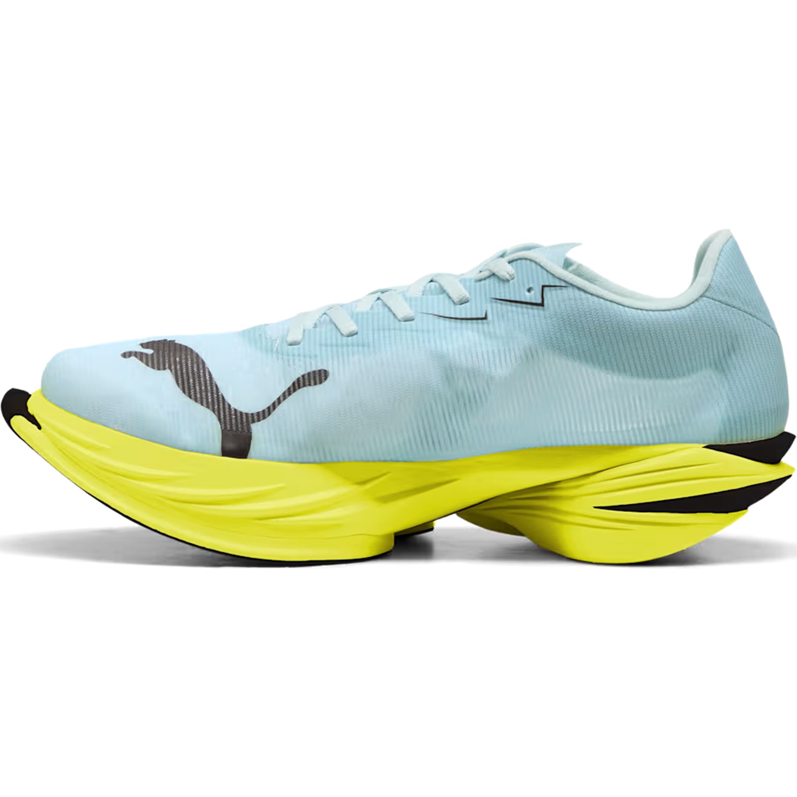 Men's PUMA Fast-R NITRO Elite 3 Running Shoes Fresh Water Lemon Crush inner side view showing NITROFOAM Elite cushioning and racing shoe construction