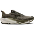 Men's Brooks Ghost Trail Running Shoes Olive Olive Metallic outer side view showing nitrogen-infused cushioning with TrailTack Green rubber outsole and 3mm lugs for confident mixed terrain running