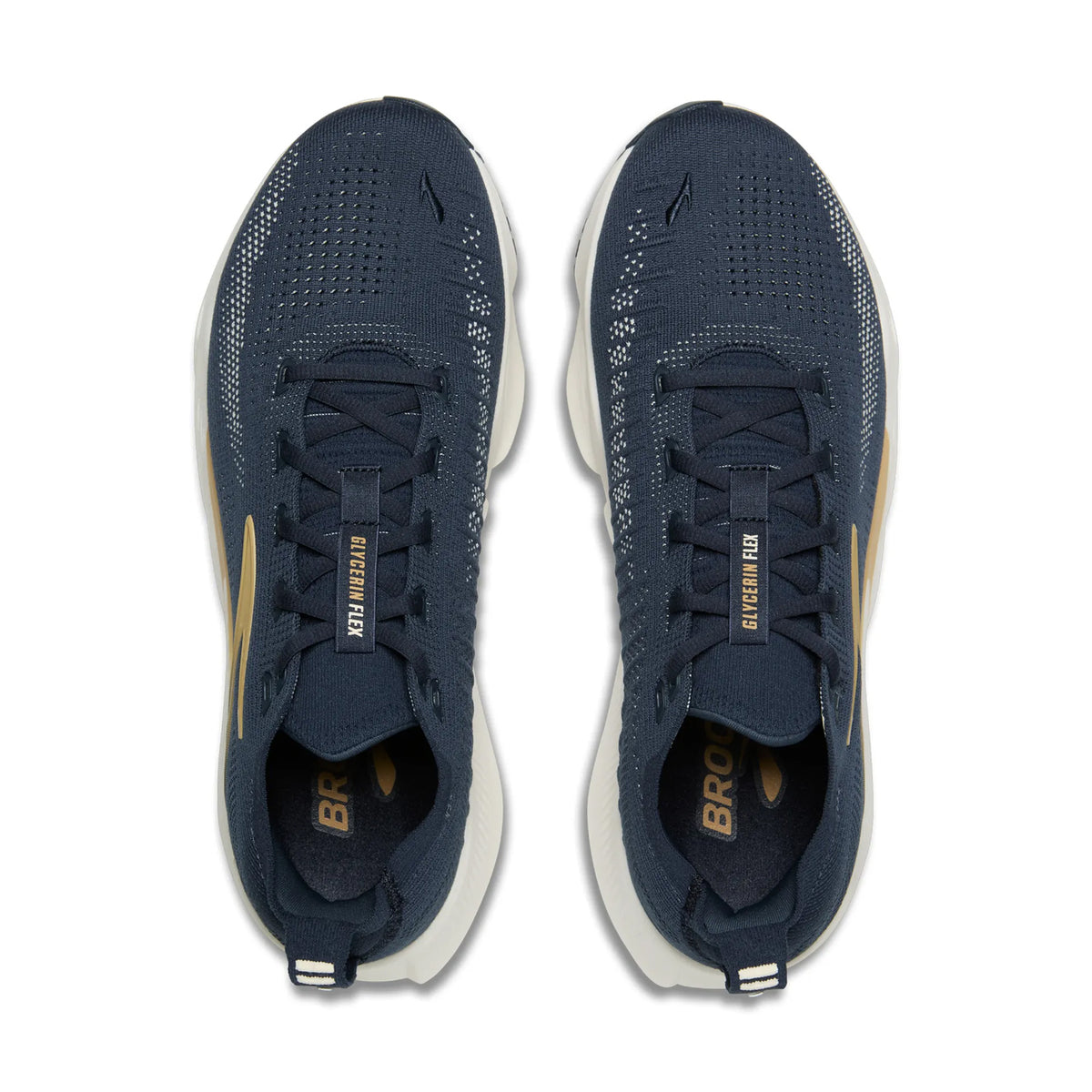 Brooks Men's Glycerin Flex Running Shoes Spellbound Starfish Coconut top view showing flat-knit upper and secure fit