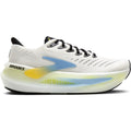 Brooks Glycerin Max 2 men's running shoe in Bright White / Black / Nightlife — outer view showing bright white engineered mesh upper with black and nightlife accent detailing and nitrogen-infused DNA TUNED foam midsole profile