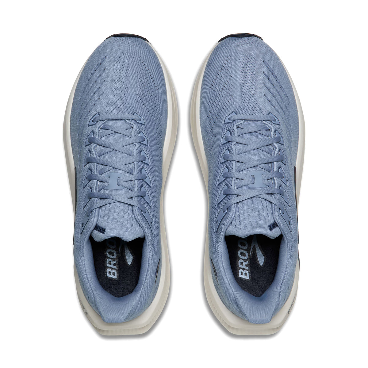 Brooks Glycerin Max 2 men's running shoe in Rain Washed / Navy Blazer / Clear — top-down view showing rain washed engineered mesh upper construction, lace closure and navy blazer and clear accent detailing