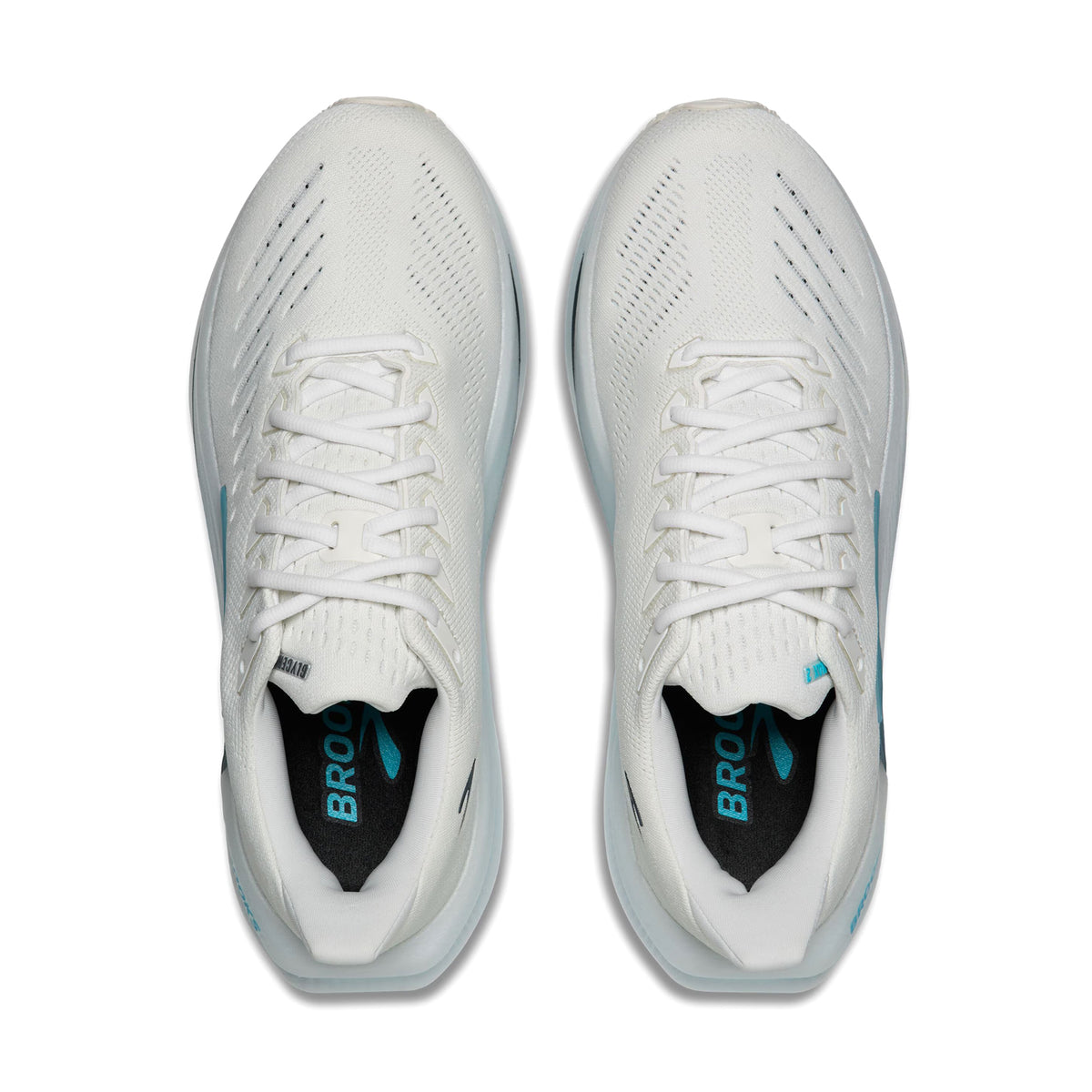 Men's Brooks Glycerin Max 2 Running Shoes White Blue Spellbound top view showing upper construction with maximum cushioning platform