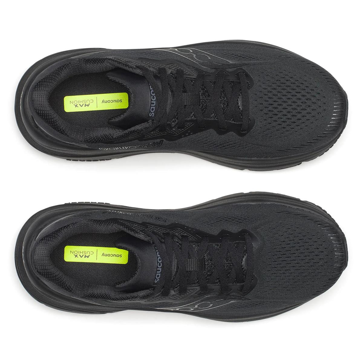 Men's Saucony Guide 19 Running Shoes Triple Black top view showing breathable upper construction for daily stability training