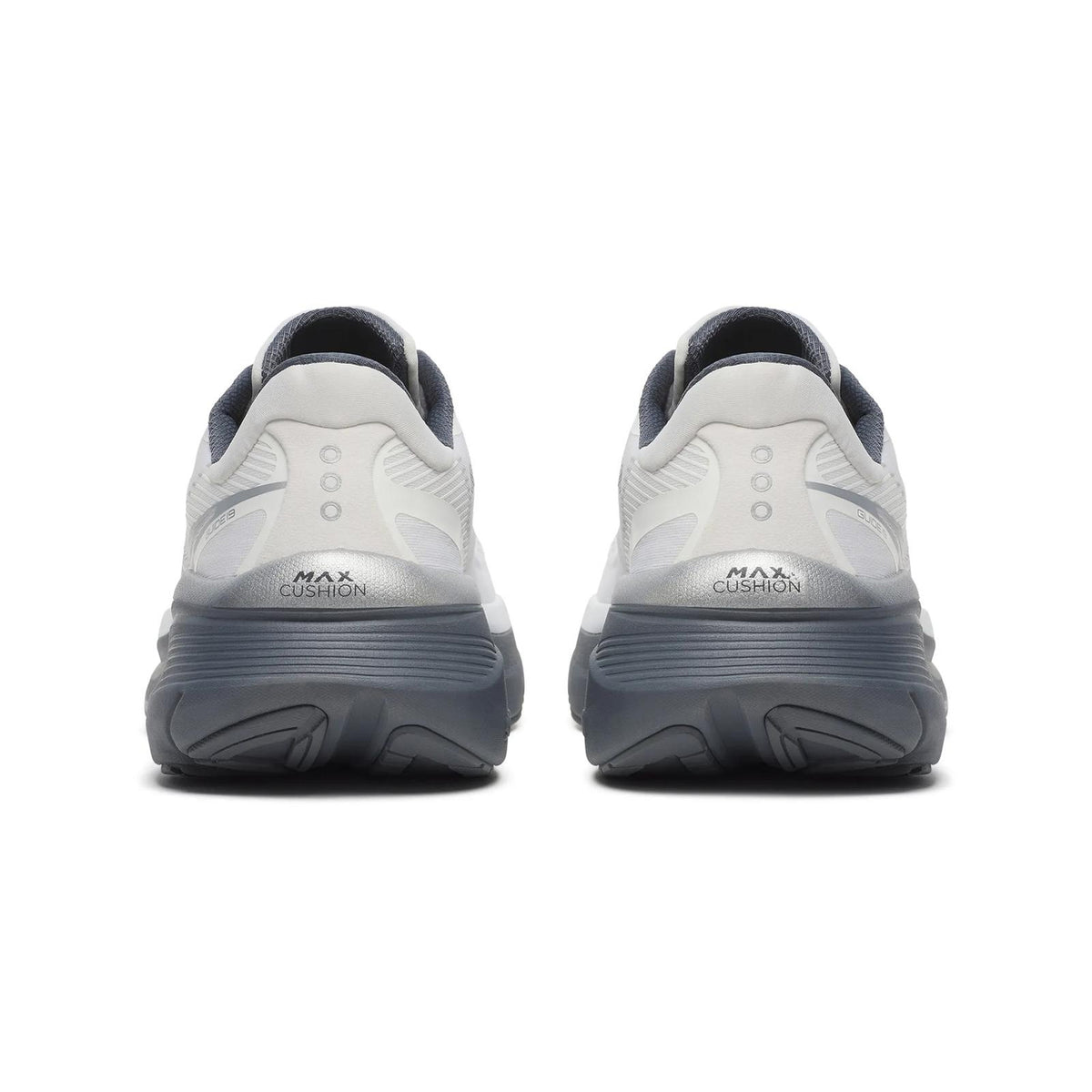 Men's Saucony Guide 19 Running Shoes White Shadow heel view showing cushioned stability construction for supportive everyday running