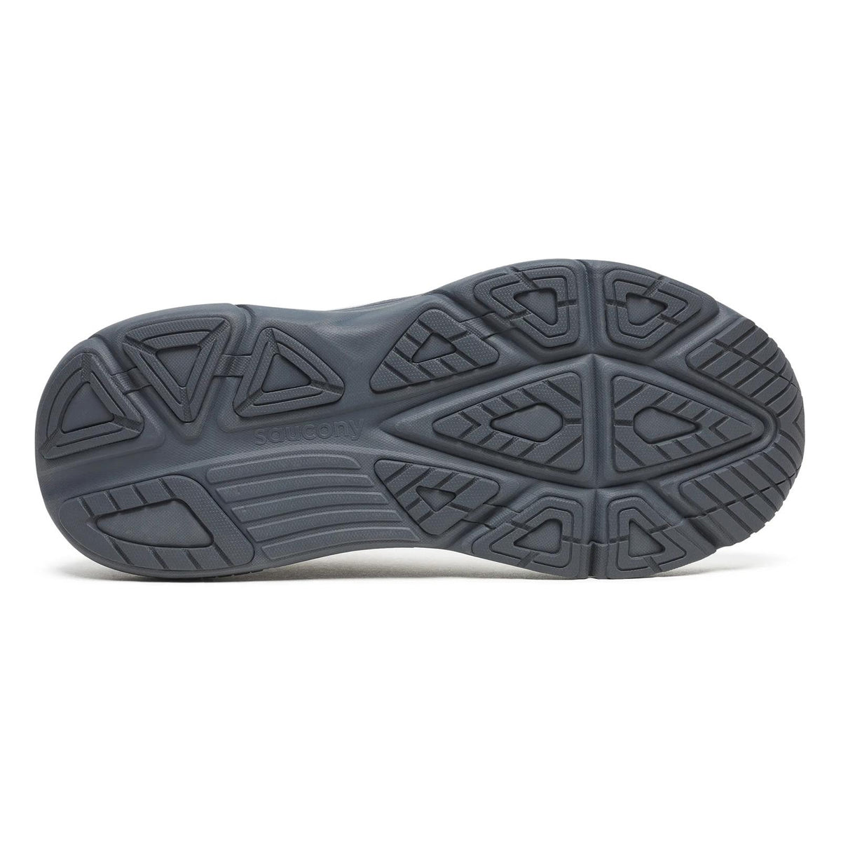 Men's Saucony Guide 19 Running Shoes White Shadow sole view displaying durable outsole with road traction pattern for stable daily running