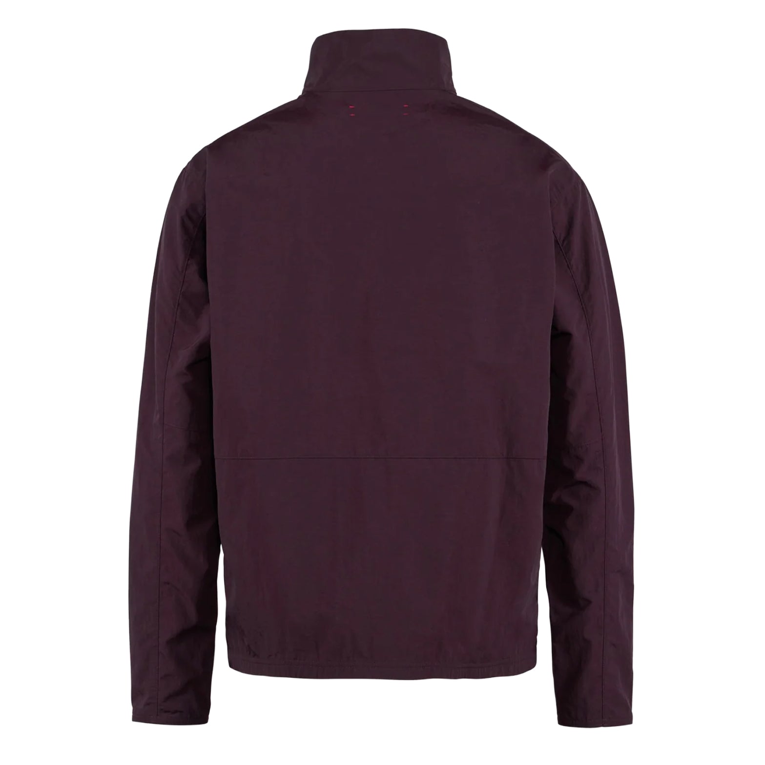 District Vision Men's Half Zip Nylon Windbreaker Blackberry back view showing lightweight recycled nylon shell with non-PFC Durable Water Repellent treatment