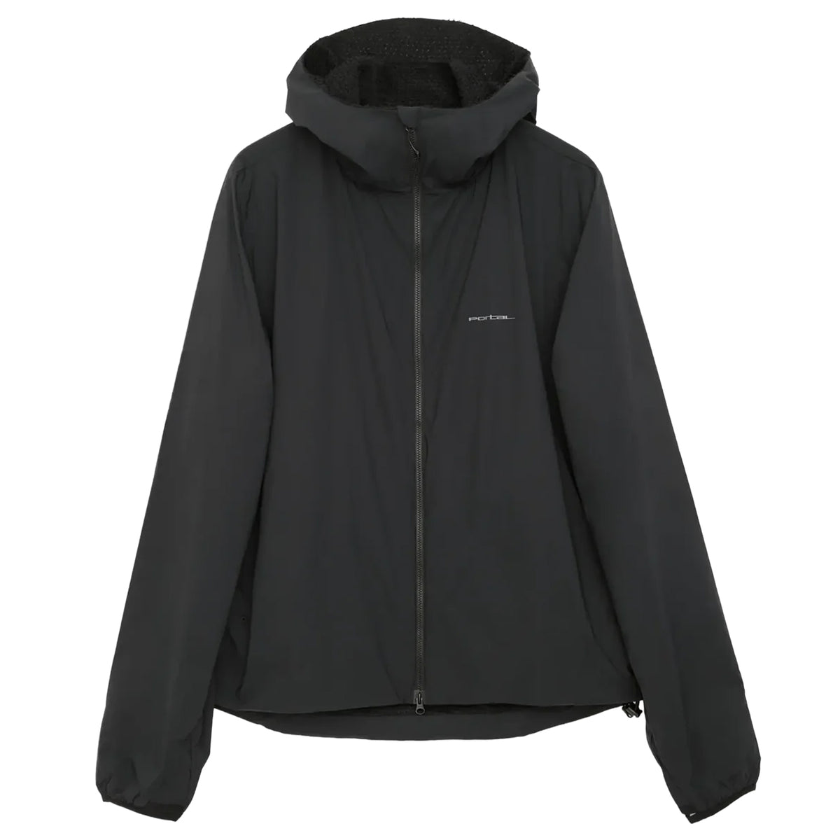 Black Portal Men’s Level Alpha Jacket Black Beauty with a hooded zip-up design, long sleeves, and a small logo on the chest.
