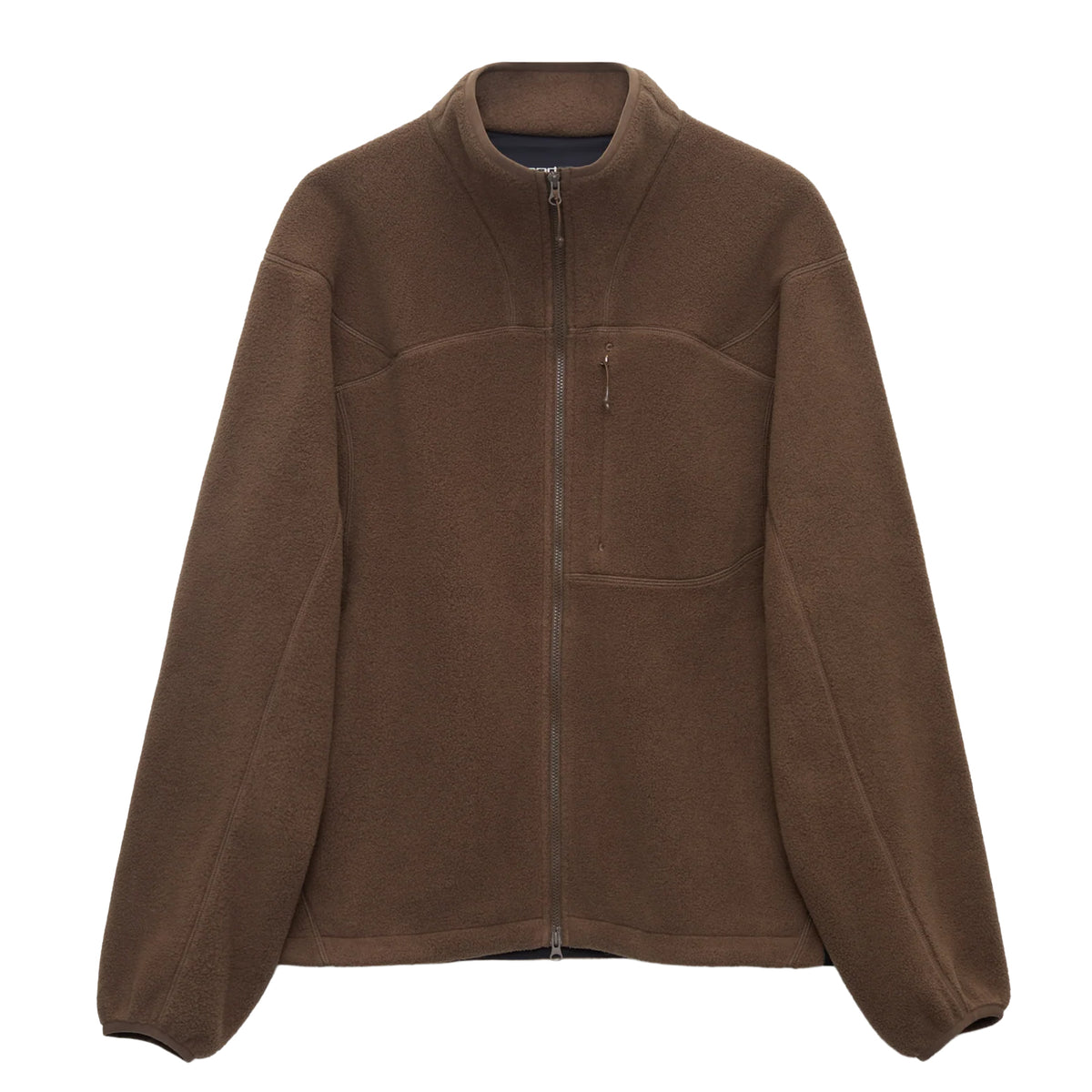 Slate Black Portal Men’s Loam Fleece Jacket made from recycled Polartec 200 fleece, featuring a stand-up collar, a full front zipper, and a zippered chest pocket.