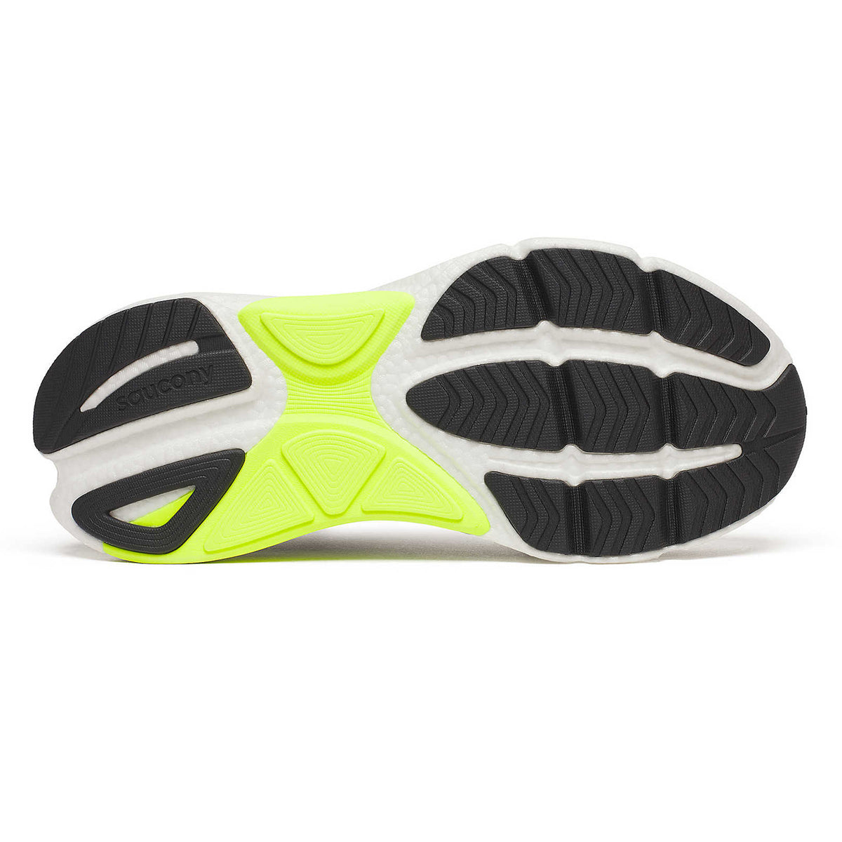Men's Saucony Omni 23 ST Running Shoes Mist Navy sole view displaying XT-900 carbon rubber outsole and articulated forefoot grooves