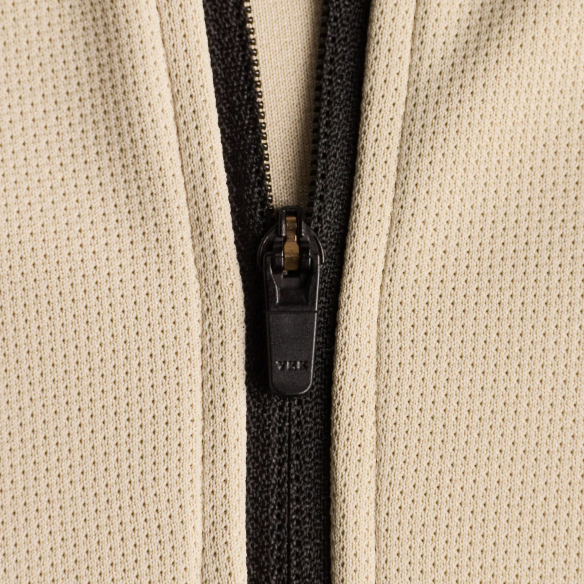 District Vision Men's Quarter Zip Training Shirt Bamboo close-up of quarter zip mechanism showing ventilation control design with reinforced construction for high-output performance