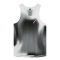Men's Soar Race Vest 2.0 Black White Dot front view showing close aerodynamic fit, squared neckline and bonded seam construction