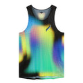 Men's Soar Race Vest 2.0 Tropical Dot front view showing close aerodynamic fit, squared neckline and bonded seam construction