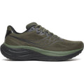 Men's Saucony Ride 19 Running Shoes Fatigue Black outer side view showing reformulated PWRRUN+ foam with added flex grooves for versatile daily training runs