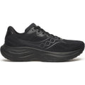 Men's Saucony Ride 19 Running Shoes Triple Black outer side view showing cushioned midsole construction for comfortable daily training runs