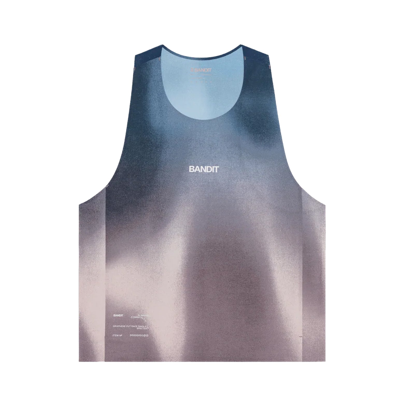Bandit Specter Shorty Race Singlet men's in Flow State Aegean Multi — front product shot showing cropped race silhouette, narrow straps, flow state aegean multi Specter™ fabric and reflective graphic detailing