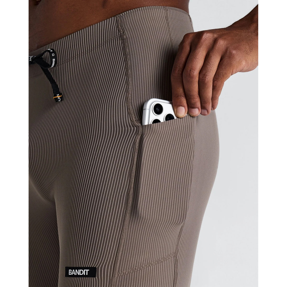 Men's Striped Cadence Quarter Tights Concrete Taupe / Cocoa