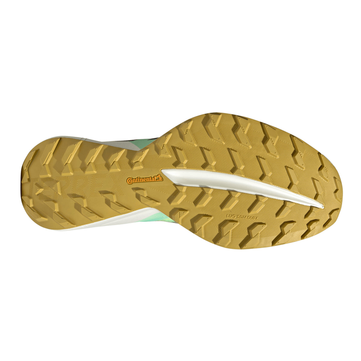 Men's adidas Terrex Agravic Speed Ultra 2 Trail Running Shoes Frozen Lemon Core Black Pulse Mint sole view displaying Continental rubber outsole for confident grip on wet and dry technical trail terrain