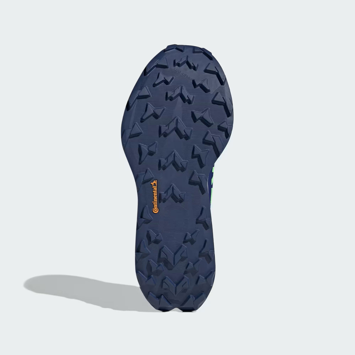 Men's adidas Terrex Agravic TT Trail Running Shoes Blue Dash Grey Lime Burst sole view displaying trail-gripping outsole pattern for traction on rocky landscapes and technical terrain