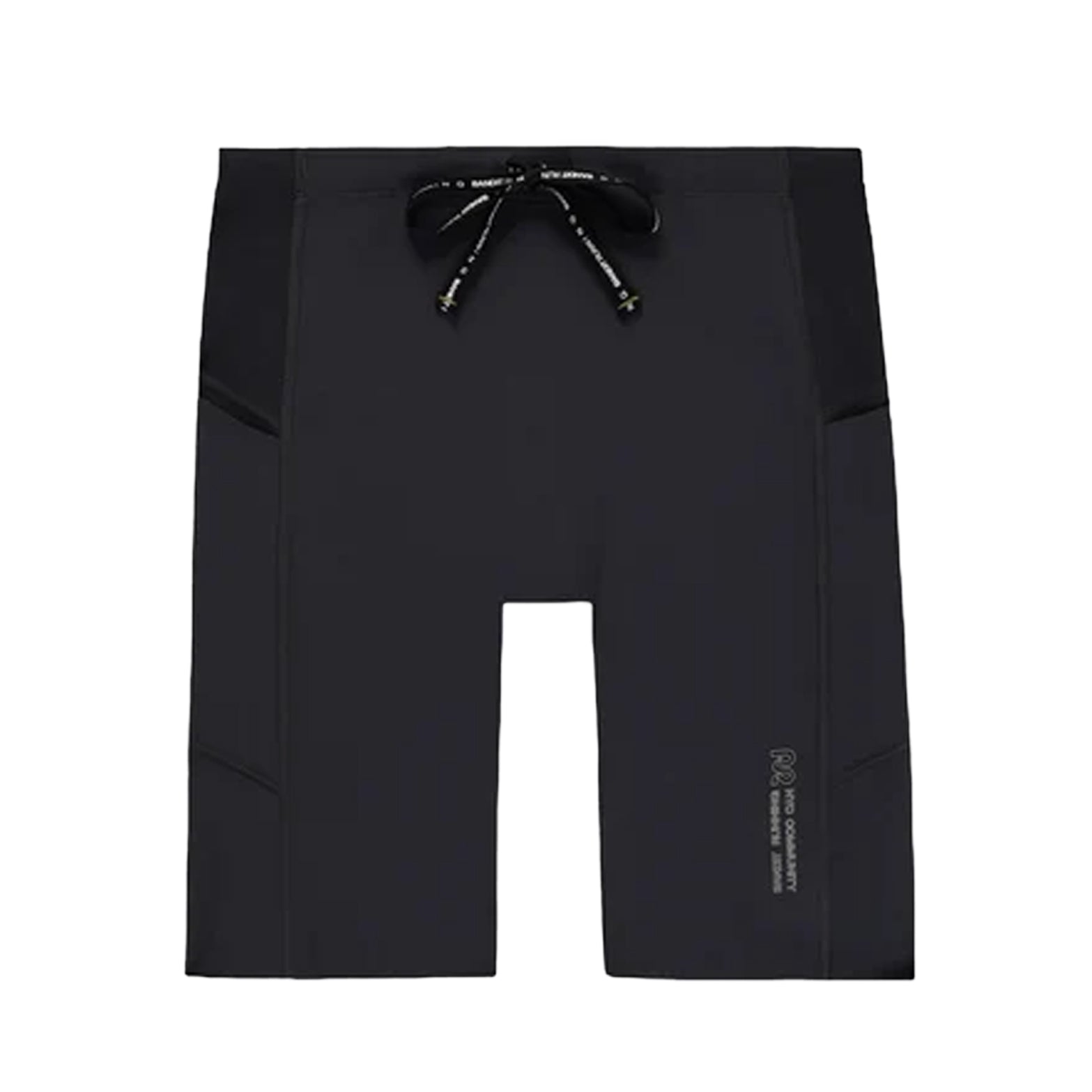 Men’s Vanisher Half Tights Anthracite by Bandit, featuring a drawstring waist and subtle logo on the lower left leg, are athletic swim shorts with innovative Vanisher compression for a secure fit, shown on a white background.